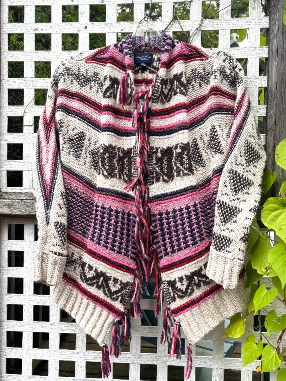 American Eagle Outfitters fringed open-front sweater size XS